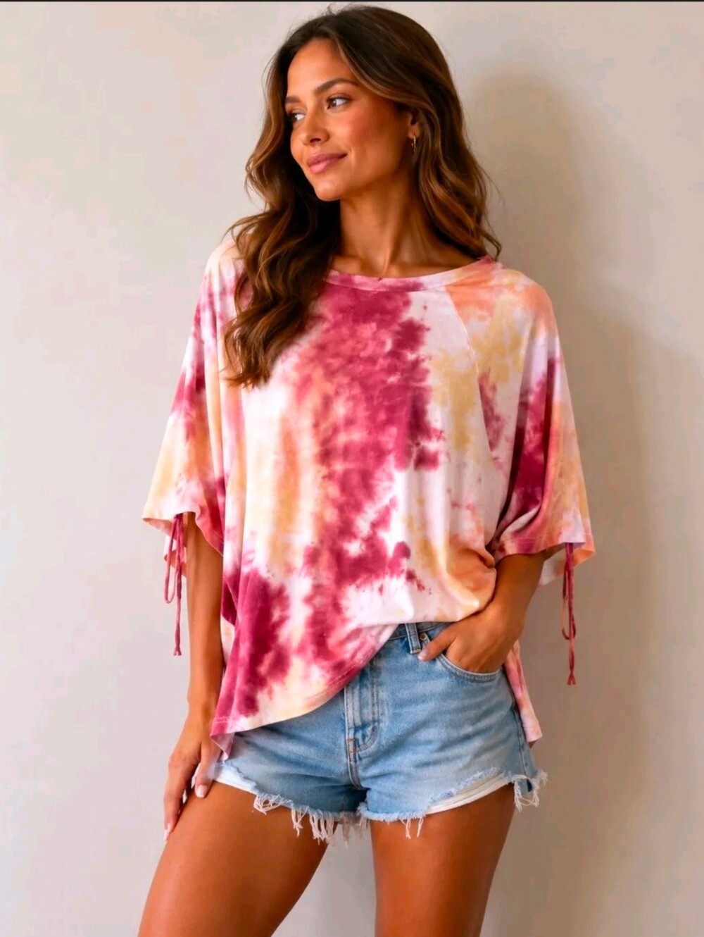 Umgee Women's Oversized Tie-Dye Dolman Sleeve Top